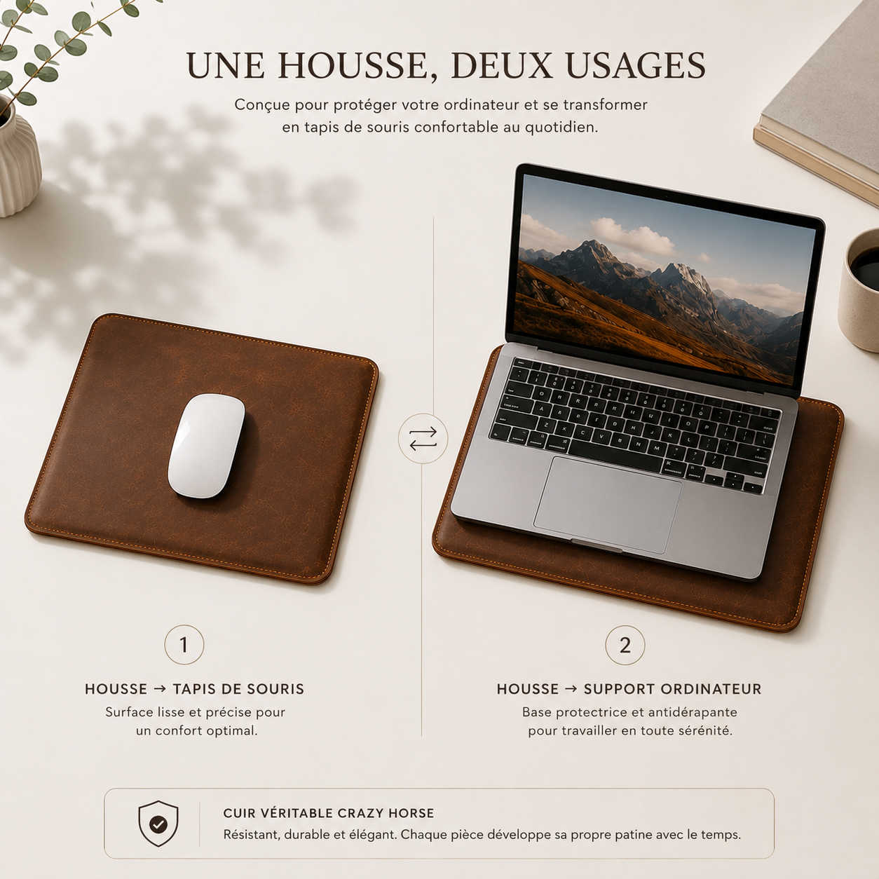Housse Ordinateur Cuir Véritable Crazy Horse – Julien