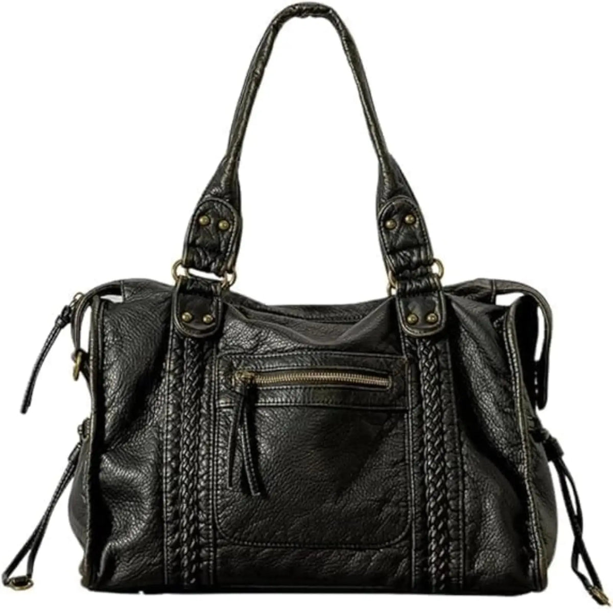 Sac Cabas Cuir Femme Tendance - Anne Noir / Cuir Vegan