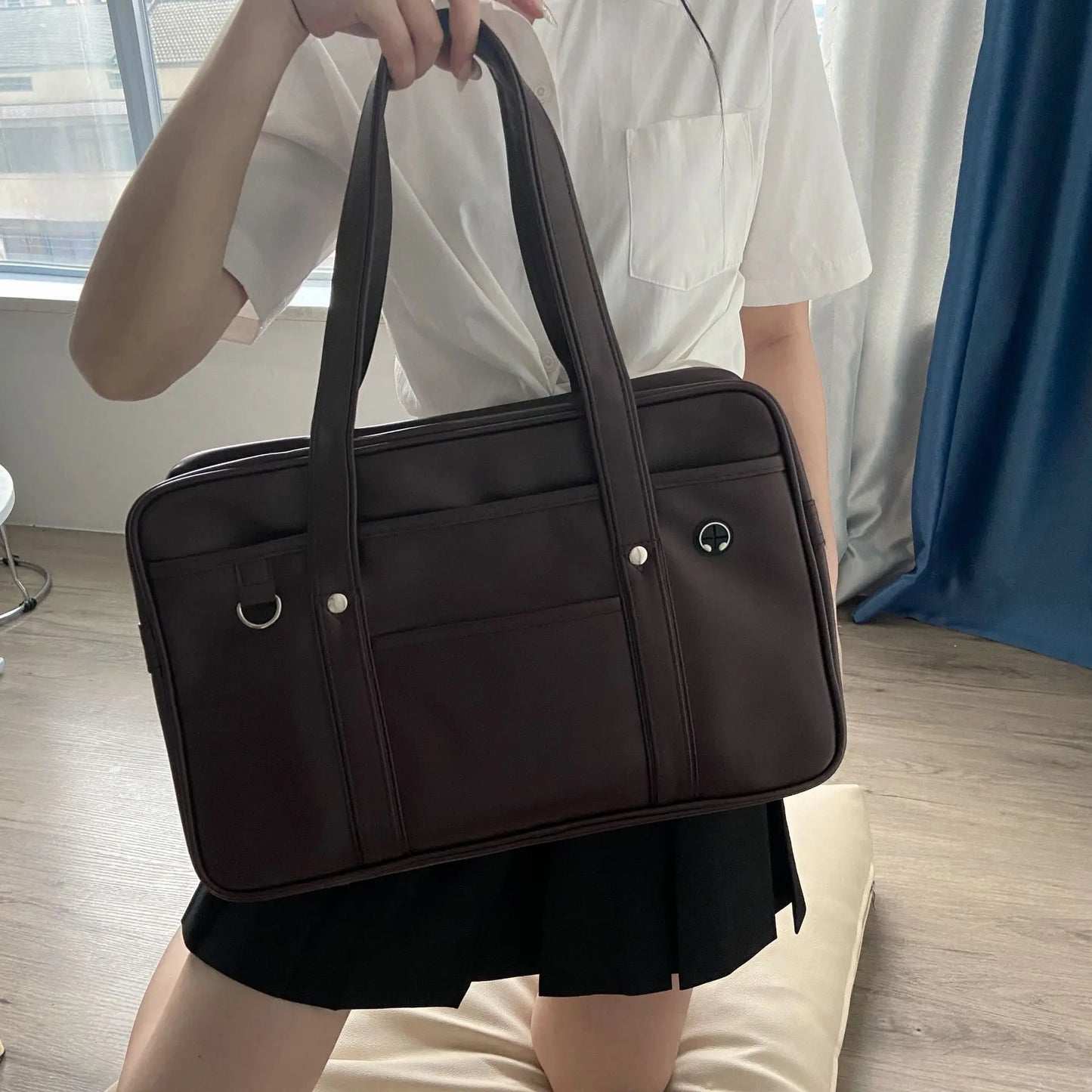 sac à main pour les cours lycée marron, sac cabas lyceenne, sac japonais lycée