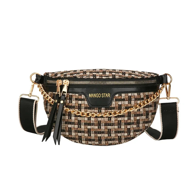Banane Tissu Noir / 24x16x7cm / Tissu + Cuir (PU)