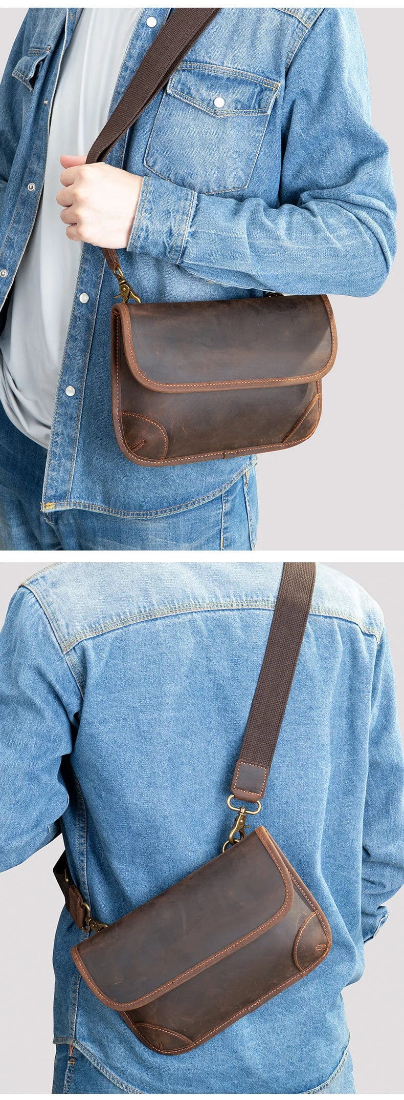 Sac Banane Cuir Homme Leonardo | La Casa du Cuir Café / Cuir Sacs banane