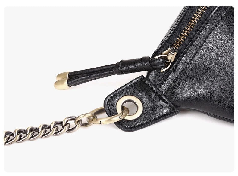 Sac Banane Femme Chic Fleur Noir / 26x14x8cm / Cuir Sac Cuir