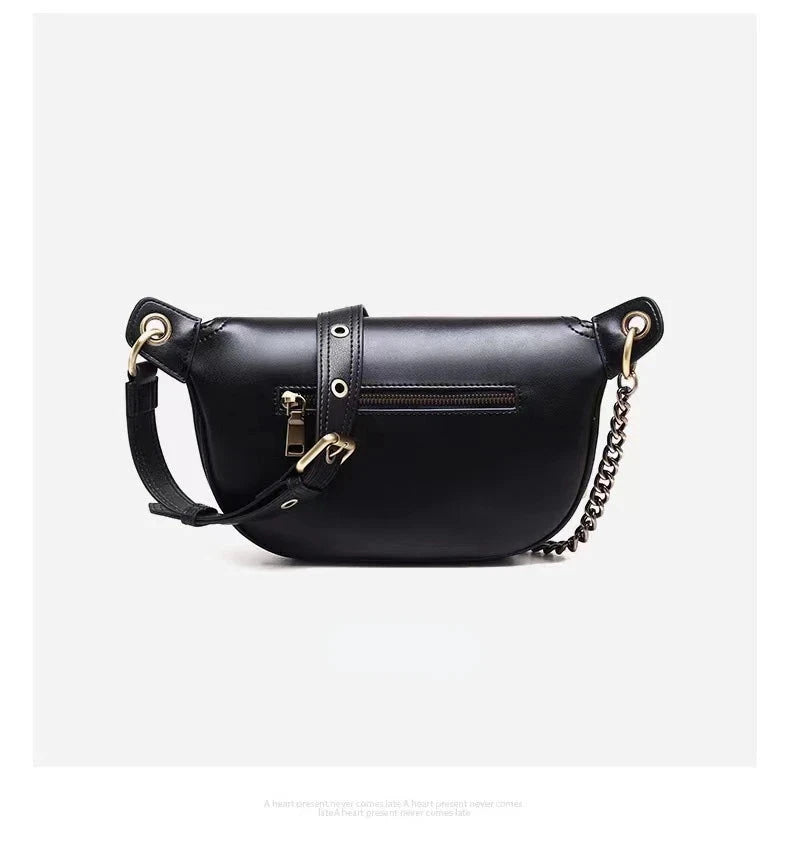 Sac Banane Femme Chic Fleur Noir / 26x14x8cm / Cuir Sac Cuir