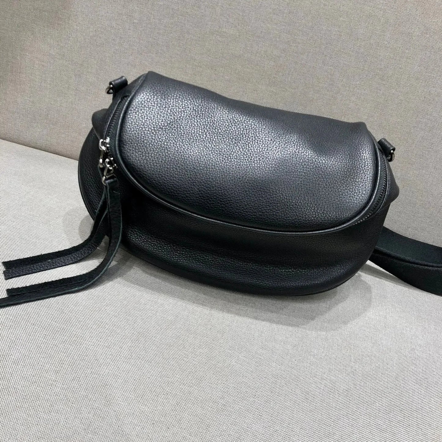 Sac Banane XL Femme Noir / 30x20cm / Cuir