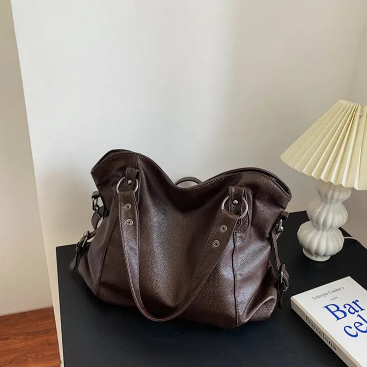 Sac Cabas Cuir Isa - ideal pour lyceenne, sac cabas noire femme, sac cabas pour le lycée