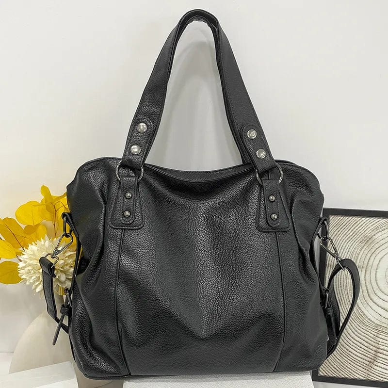 Sac Cabas Cuir Isa, sac noir cabas