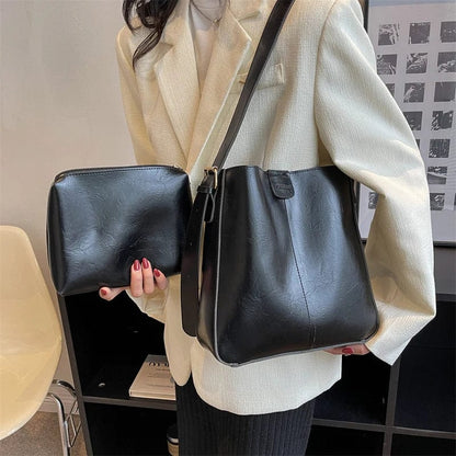 Sac Bandouliere Fourre Tout | La Casa du Cuir Noir / Cuir Vegan Sac Cabas