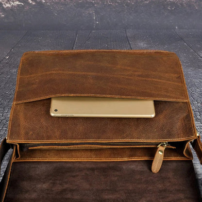 Sac en Bandoulière en Cuir pour Homme | La Casa du Cuir Café / Cuir Véritable