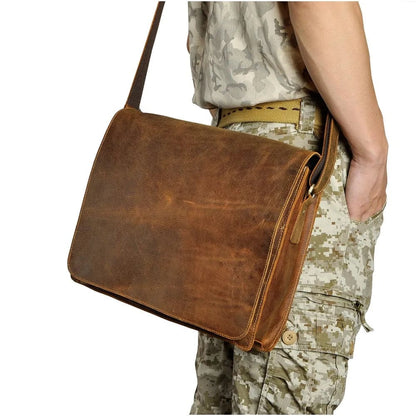 Sac en Bandoulière en Cuir pour Homme | La Casa du Cuir Café / Cuir Véritable