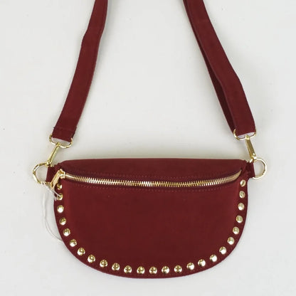 Sac Banane Femme en Daim Clouté | Romane Bordeaux / Daim