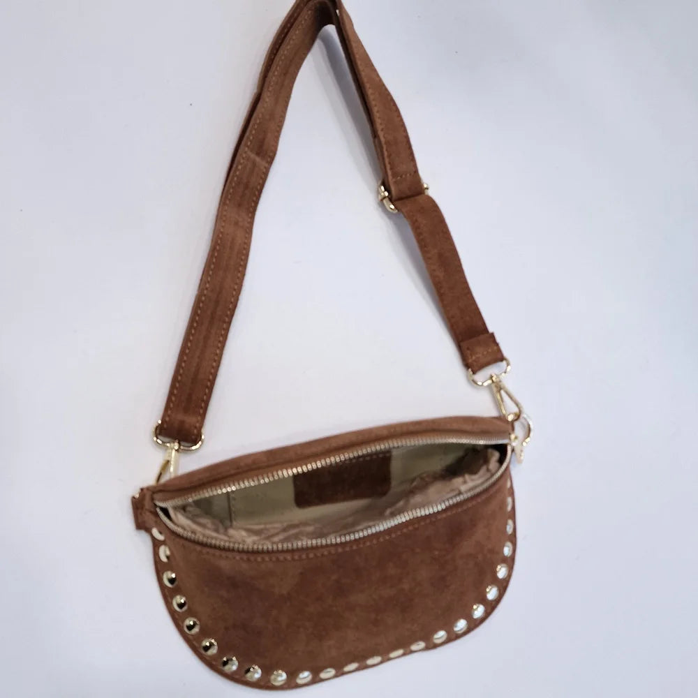 Sac Banane Femme en Daim Clouté | Romane