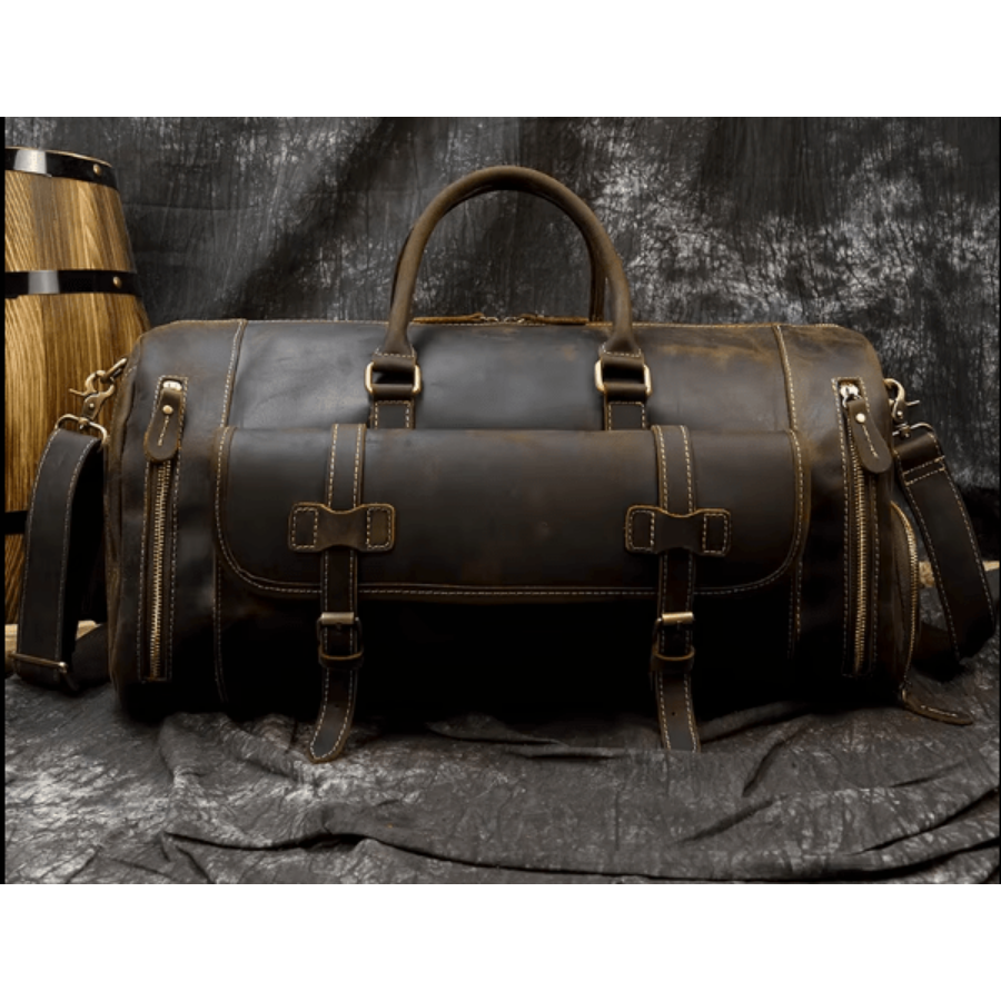 Grand Sac de Voyage Homme Cuir Camille | Grande Capacité Café / Cuir / 52 CM Sac de voyage