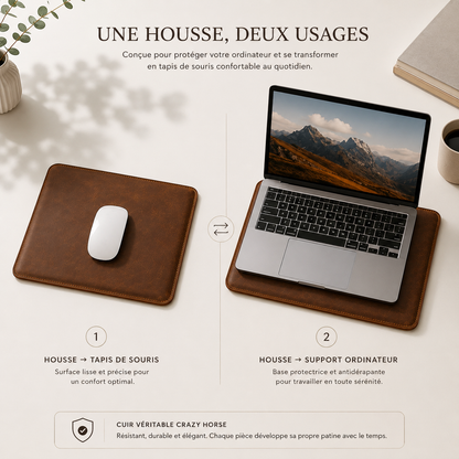 Housse Ordinateur Cuir Véritable Crazy Horse – Julien