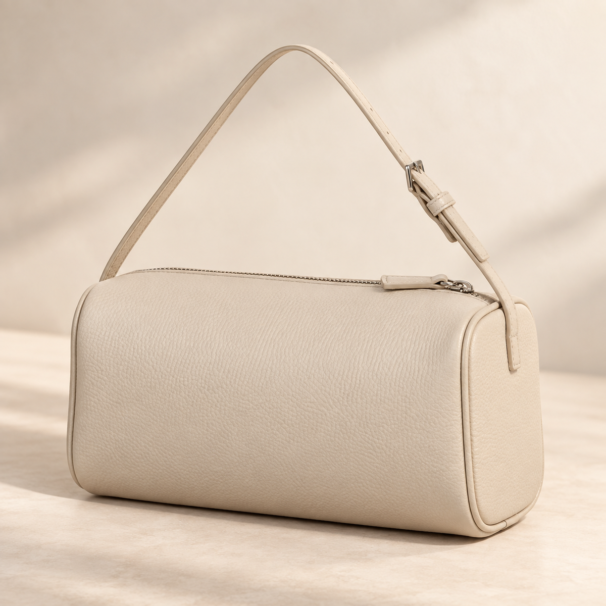 Petit Sac Baguette en Cuir Femme Roselaine | Chic Beige / Cuir Véritable