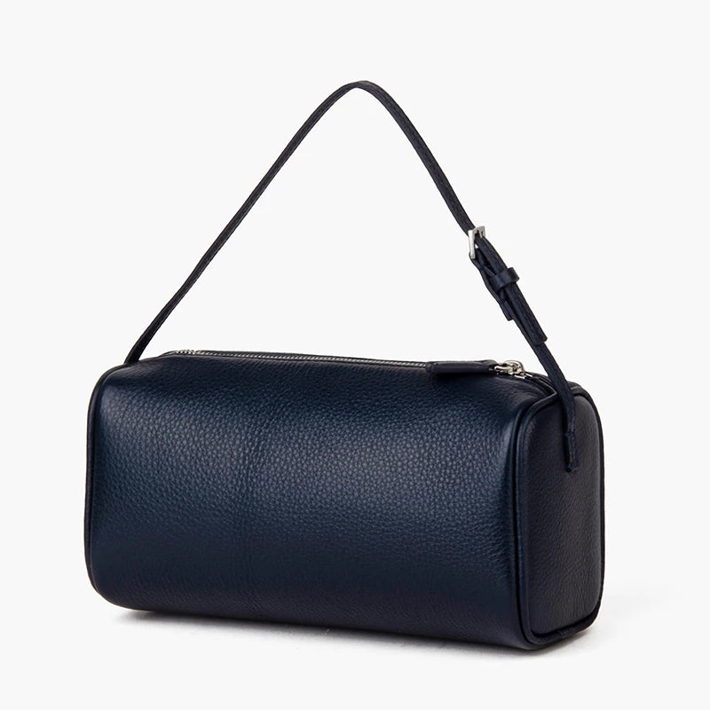 Petit Sac Baguette en Cuir Femme Roselaine | Chic Bleu Marine / Cuir Véritable