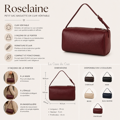 Petit Sac Baguette en Cuir Femme Roselaine | Chic