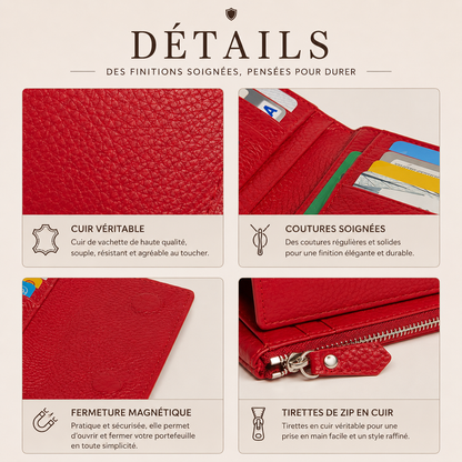 Portefeuille Femme Cuir Juliette – Compact et Élégant