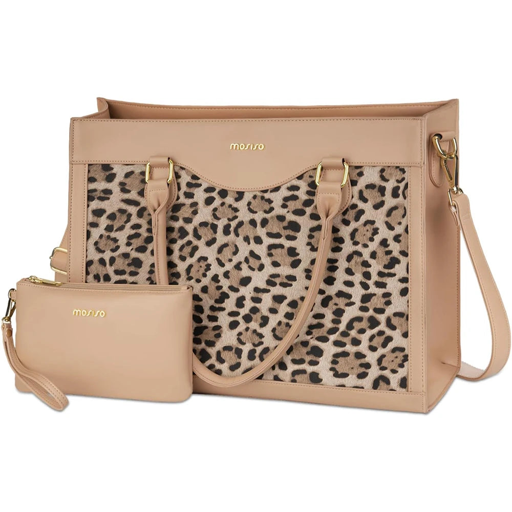 Sac Cabas Femme Léopard Pascale – Ordinateur 15,6 Pouces Apricot / 15.6 Pouces / Cuir Vegano