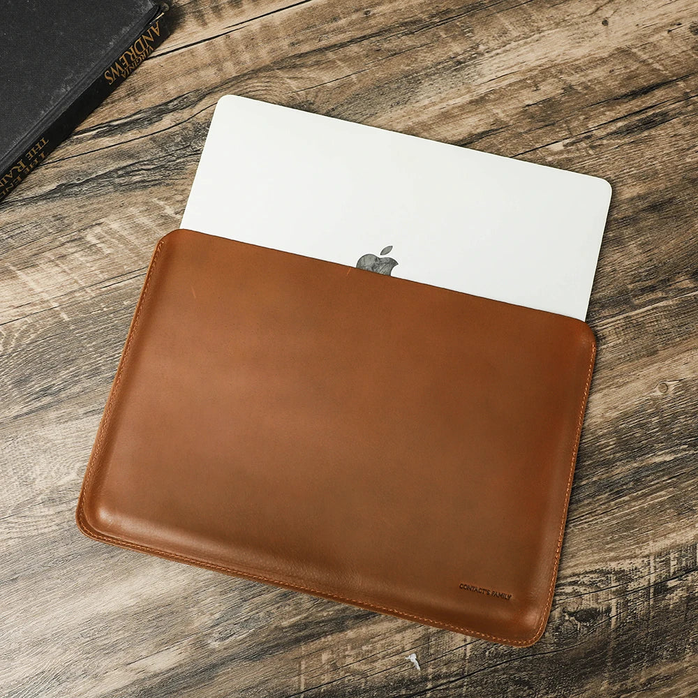 Housse Ordinateur Cuir Véritable Crazy Horse – Julien Marron / 16 Pouces / Cuir