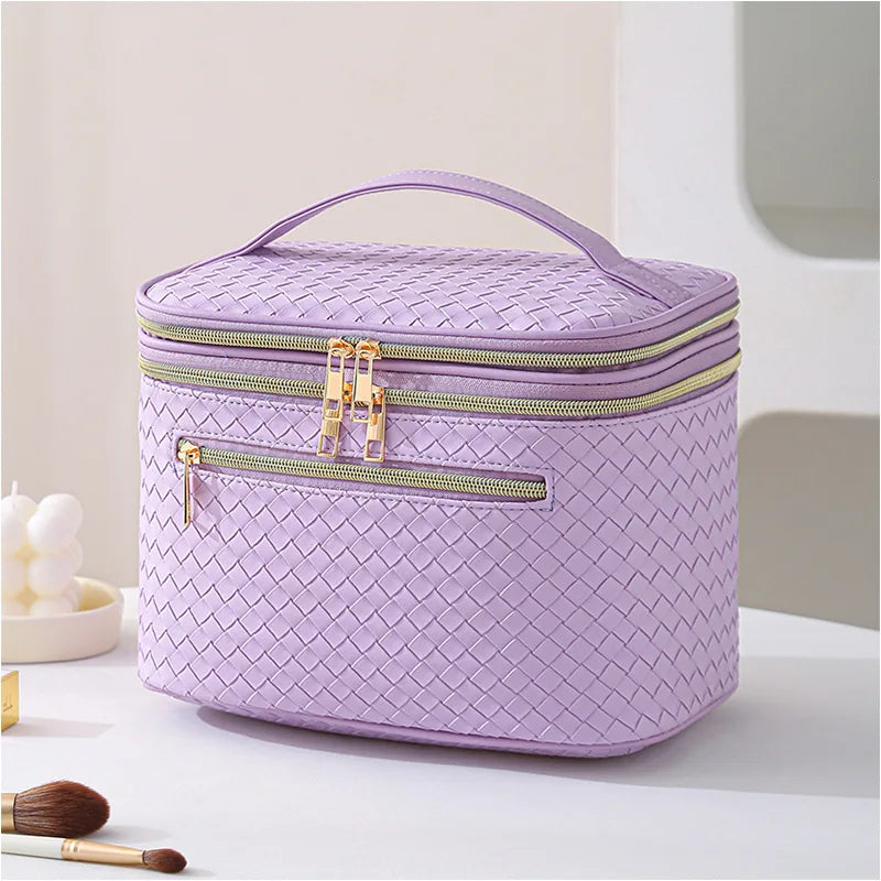Trousse de Toilette Femme Luxe｜La Casa Du Cuir Violet / 25x17x17cm / Cuir (PU)