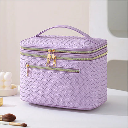 Trousse de Toilette Femme Luxe｜La Casa Du Cuir Violet / 25x17x17cm / Cuir (PU)