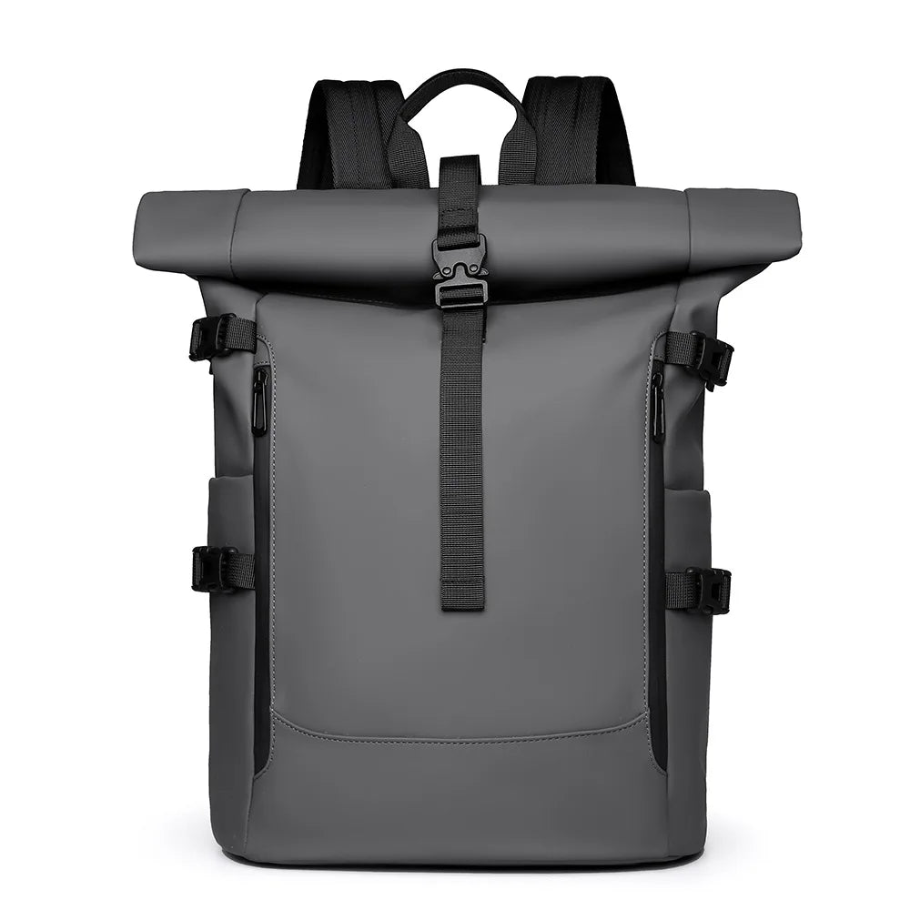 Sac à Dos Roll Top Homme Ordinateur 16 Pouces – Antoine Gris / Tissu déperlant