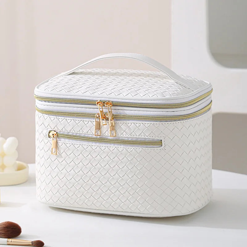 Trousse de Toilette Femme Luxe｜La Casa Du Cuir Blanc / 25x17x17cm / Cuir (PU)