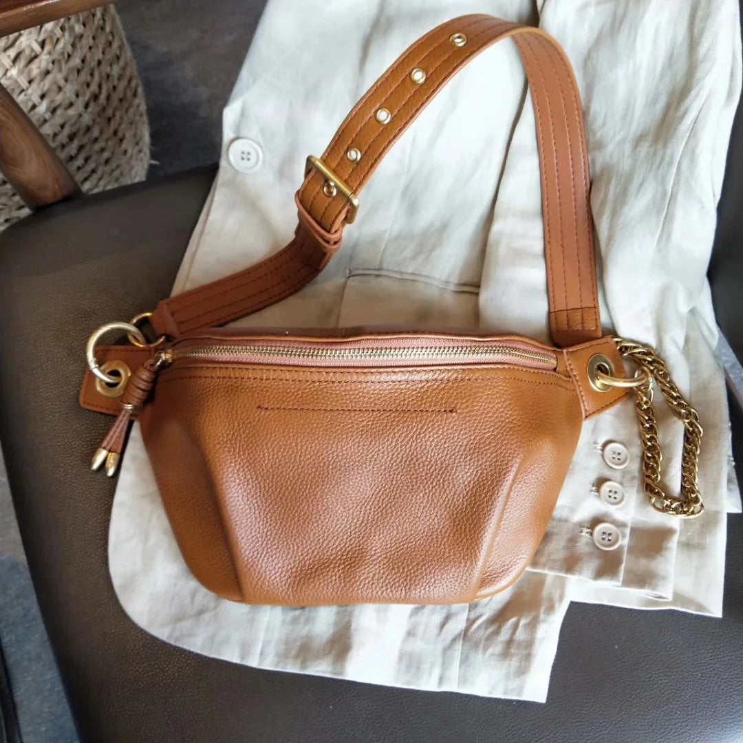 Sac Banane Cuir Femme Cleopatra | La Casa du Cuir Marron Clair / Cuir Veritable Sacs banane