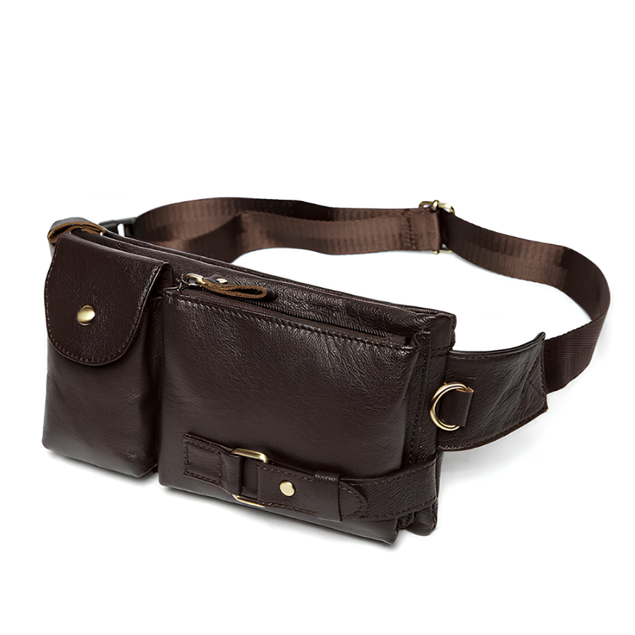 Sac Banane Cuir Homme Aurelio | La Casa du Cuir Café / Cuir PU Sacs banane