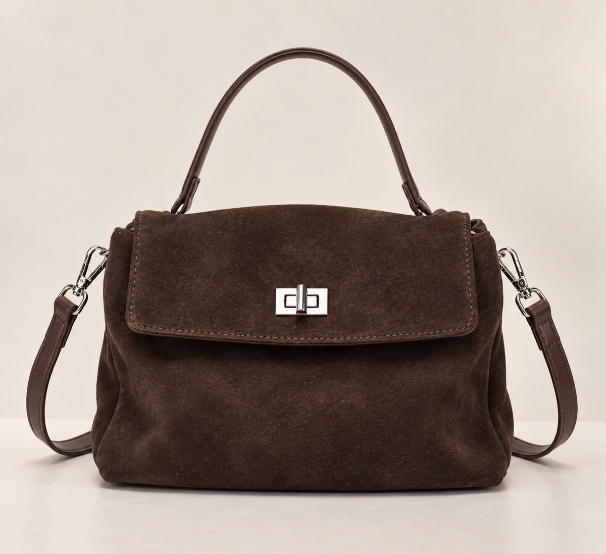 Sac Bandoulière en Daim Femme Apolline Chocolat / Daim Véritable