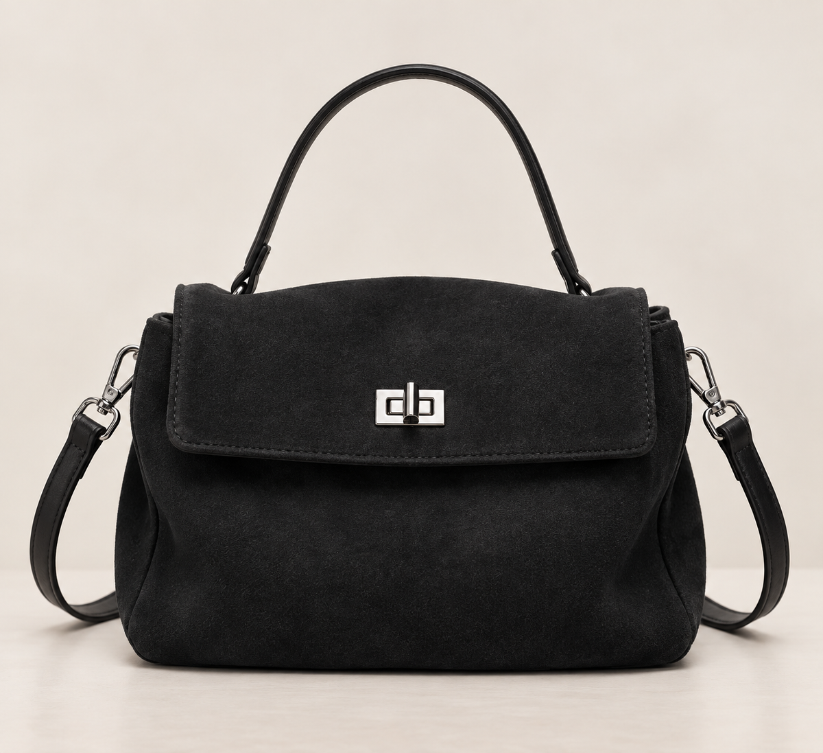 Sac Bandoulière en Daim Femme Apolline Noir / Daim Véritable