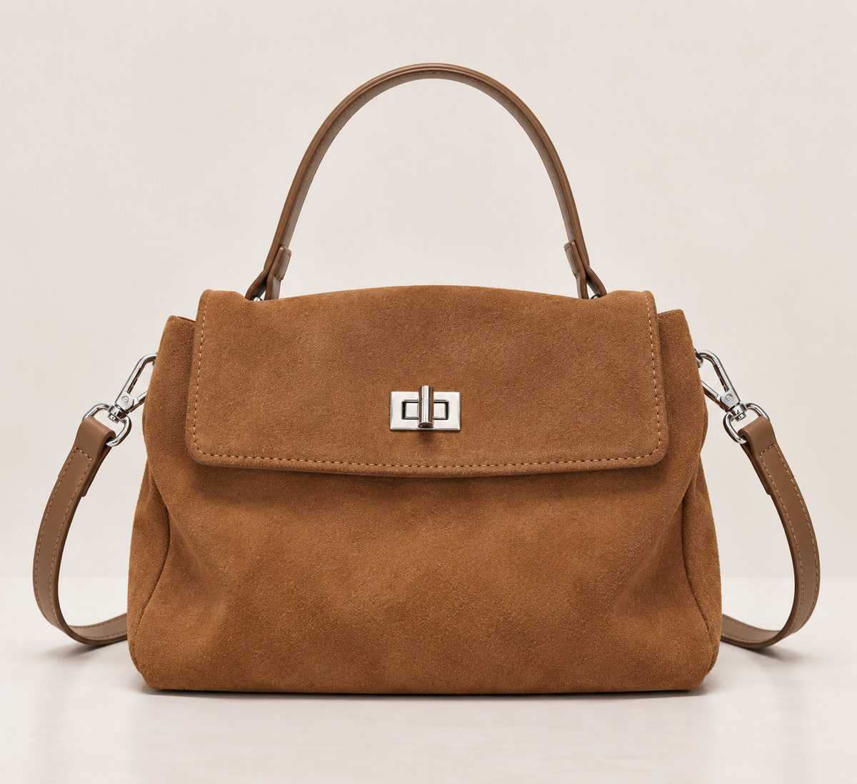 Sac Bandoulière en Daim Femme Apolline Marron / Daim Véritable
