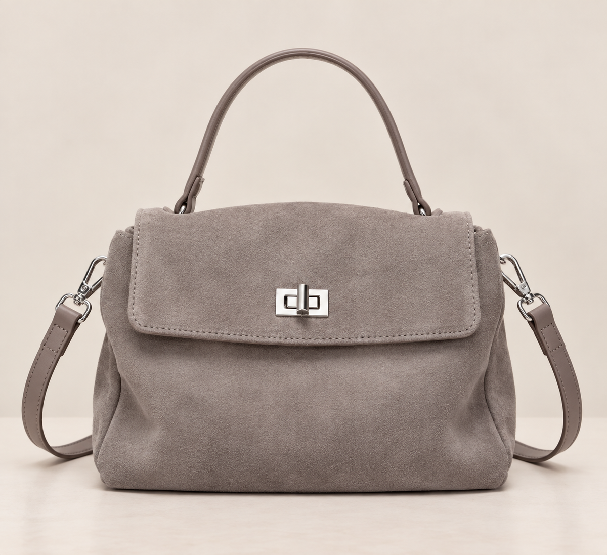 Sac Bandoulière en Daim Femme Apolline Taupe / Daim Véritable