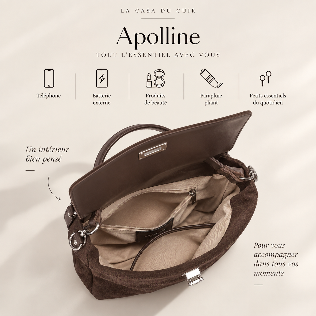 Sac Bandoulière en Daim Femme Apolline