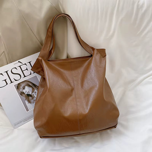 Sac Cabas Bandouliere | La Casa du Cuir Marron / Cuir Vegan Sac Cabas