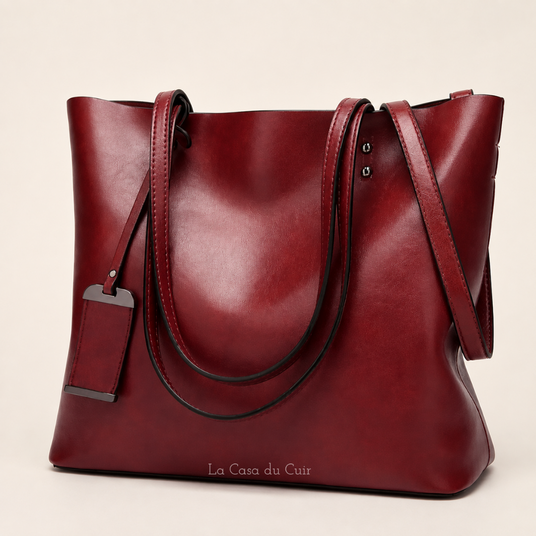 Sac Cabas Cuir Angelina – Vin Rouge Souple et Raffiné Rouge / Cuir PU Sac Cabas