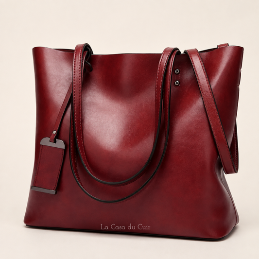 Sac Cabas Cuir Angelina – Camel Souple et Raffiné Rouge / Cuir PU Sac Cabas