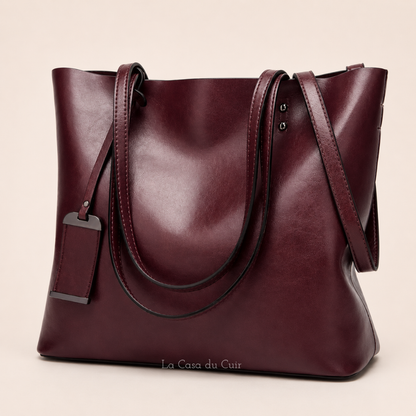Sac Cabas Cuir Angelina – Camel Souple et Raffiné Chocolat / Cuir PU Sac Cabas