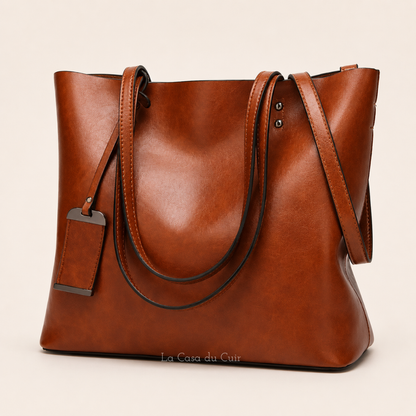 Sac Cabas Cuir Angelina – Camel Souple et Raffiné Marron / Cuir PU Sac Cabas