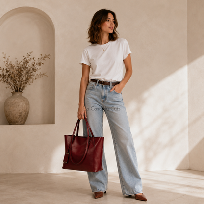 Sac Cabas Cuir Angelina – Camel Souple et Raffiné Sac Cabas