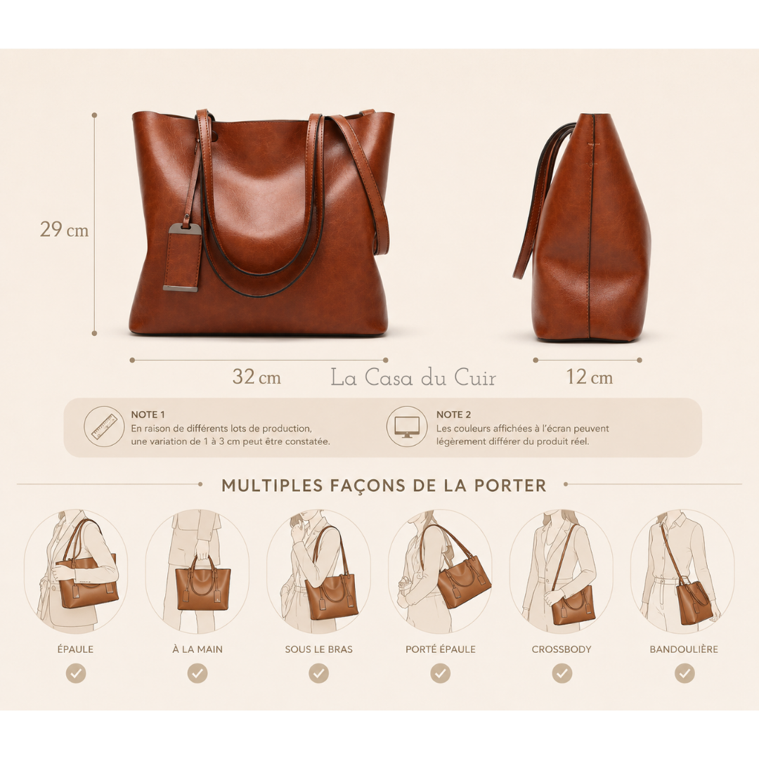 Sac Cabas Cuir Angelina – Camel Souple et Raffiné Sac Cabas