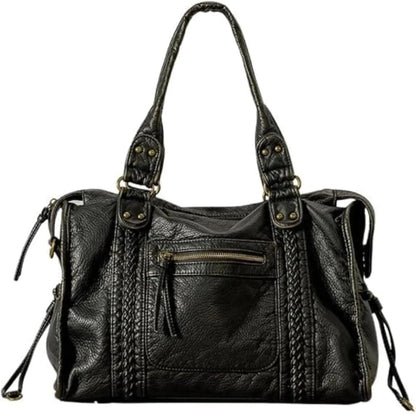 Sac Cabas Cuir Femme Tendance -  Anne Noir / Cuir Vegan