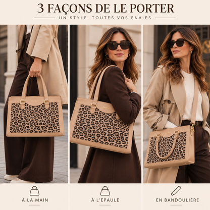 Sac Cabas Femme Léopard Pascale – Ordinateur 15,6 Pouces Apricot / 15.6 Pouces / Cuir Vegano