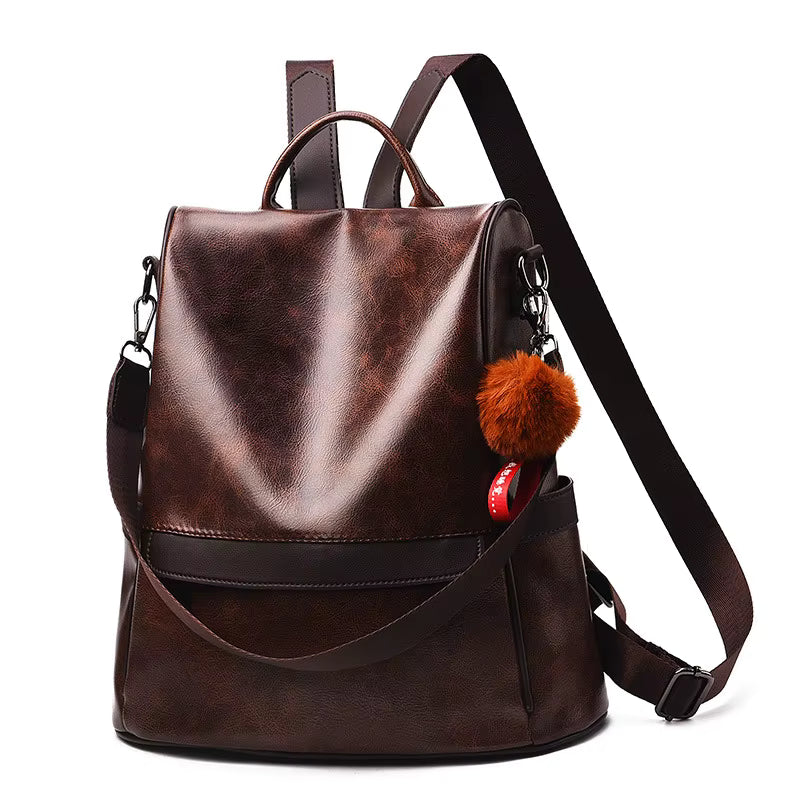 Sac à Dos Femme Tendance Caroline | La Casa du Cuir Café / Cuir Vegan sac à dos