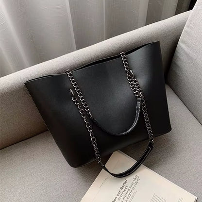 Sac Fourre-Tout Femme – Léger et Parfait pour les Cours Noir / Cuir Vegan Sac Cabas