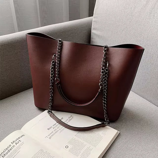 Sac Fourre-Tout Femme – Léger et Parfait pour les Cours Rouge Foncé / Cuir Vegan Sac Cabas