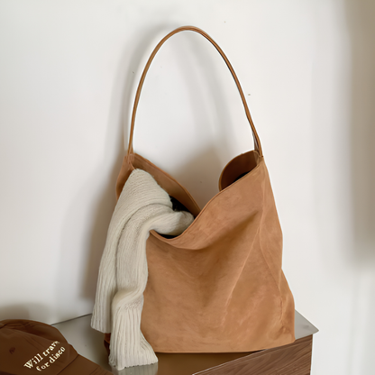 Sac Cabas en Faux Daim Marron – Style Bohème et Léger Apricot / Faux Daim Sac Cabas