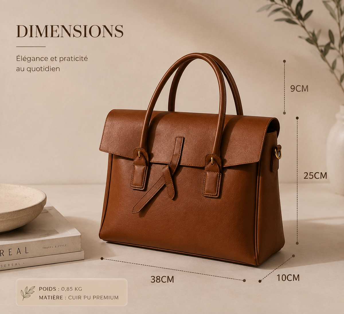Sac Ordinateur Cuir Femme Roxane – Élégant, 14” et Sécurisé Sac Ordinateur