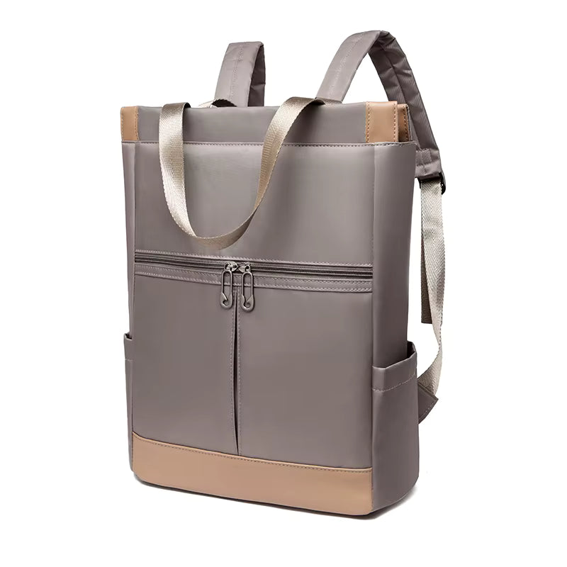 Sac a Dos Chic Femme Mulan | La Casa du Cuir Gris / Nylon Oxford sac à dos ordinateur