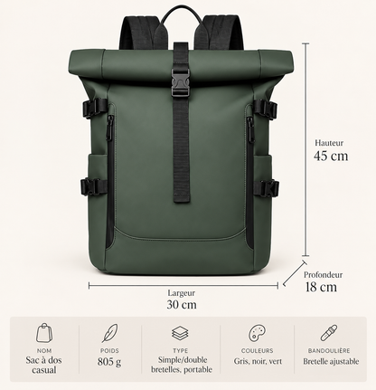 Sac à Dos Roll Top Homme Ordinateur 16 Pouces – Antoine
